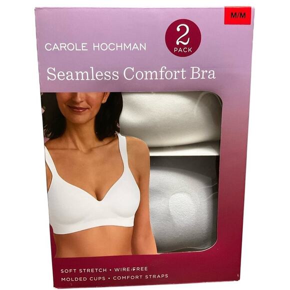 Carole Hochman Women's Seamless Comfort Bra’s 2 pack Wire Free Size Medium NIB - Picture 1 of 9
